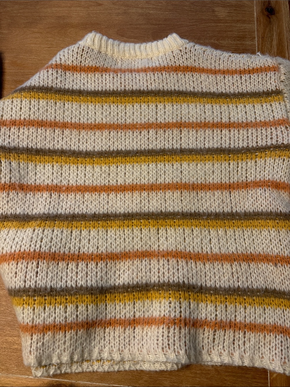 Three Bird Nest Cream Sweater with Yellow Smiley & Striped Sleeves - Picture 4 of 4